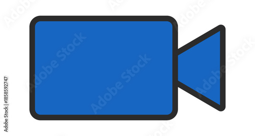 Stylized blue camera icon illustration on a clean white background.