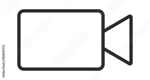 A minimalist outline of a video camera icon, symbolizing video recording and multimedia.
