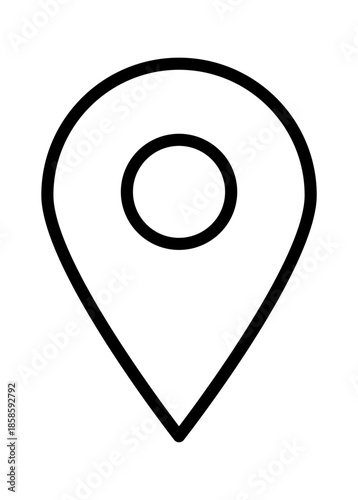 Free Download Simple, bold location marker icon in black outline on a white background, representing navigation and mapping. - GFXLoad