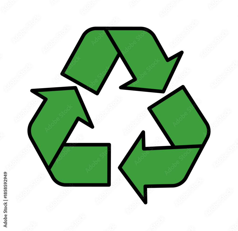 Obraz premium A green recycling symbol representing sustainability and environmental responsibility.