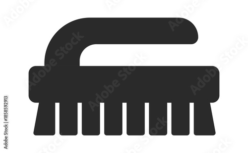 A simple, monochromatic illustration of a cleaning brush, emphasizing its ergonomic design and bristle arrangement.