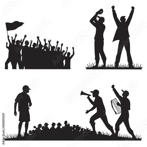 Protest and riot silhouettes