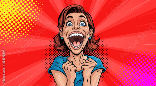 A very surprised woman in pop art style