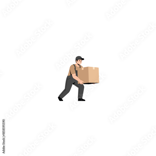 Man Carrying Cardboard Box While Walking.