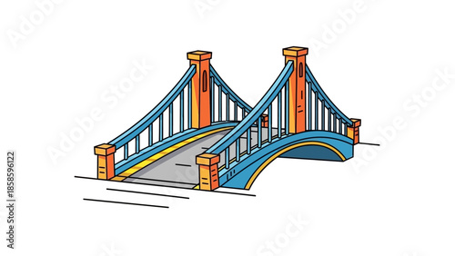 Suspension Bridge Architecture Illustration