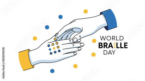 Hands Reading Braille Concept - Blind Accessibility Illustration