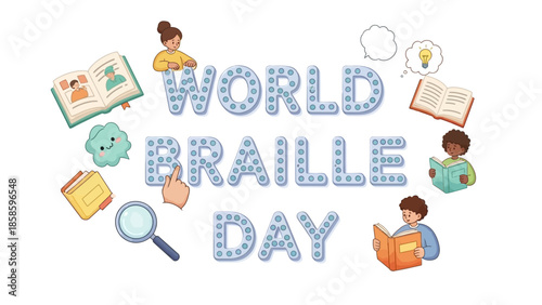 World Braille Day Education Concept with People Reading