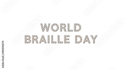 World Braille Day Text Design with Silver Metallic Dots