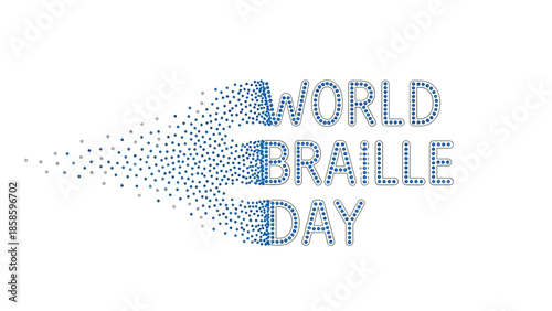 World Braille Day Abstract Blue Dotted Text Design