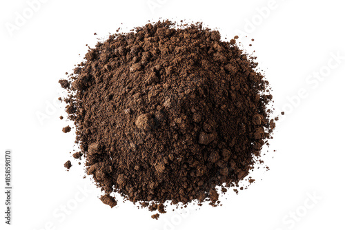 Pile of dark brown soil, top view