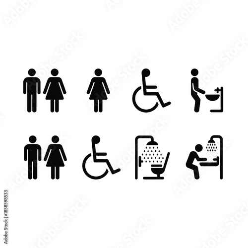 Comprehensive Set of Public Restroom and Facility Accessibility Icons