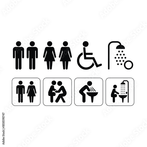 Comprehensive Set of Public Restroom and Facility Accessibility Icons