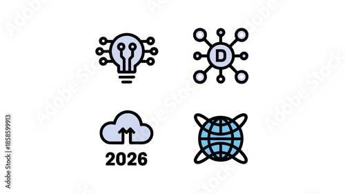 Innovation icons representing technological advancements.