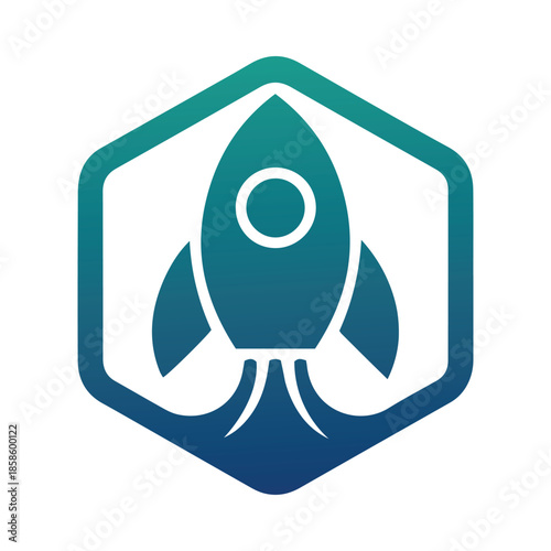 Hexagonal rocket logo