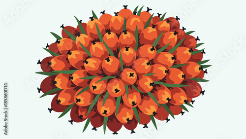 Orange Virus Particles Clustered Together.