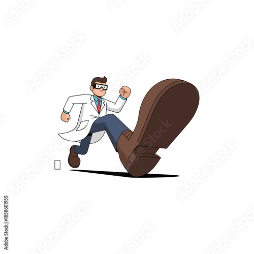 Cartoon Scientist in White Lab Coat.