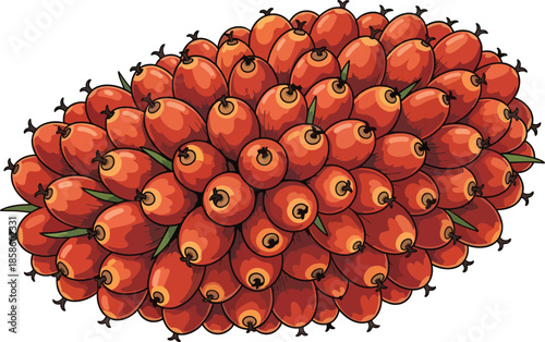 Cluster of Tomatoes with Green Stems.