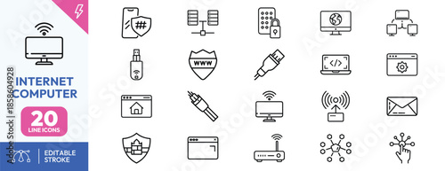 Internet Computer Line Icons