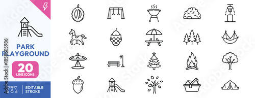 Park playground icons set for design
