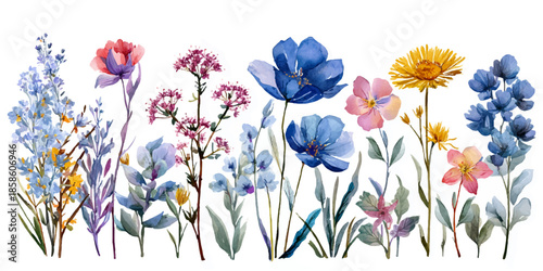 Collection of delicate watercolor floral illustrations in warm earthy tones isolated on white background