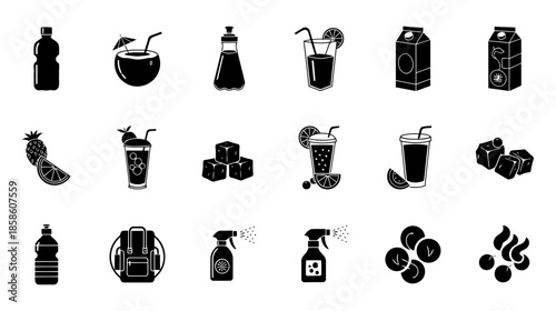 Minimalist beverage icon set