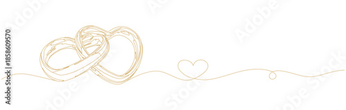 Vector line art style illustration of a pair of wedding rings