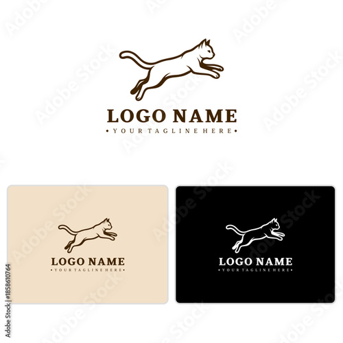 Minimal Leaping Cat Logo – Feline Motion Mascot in Vector Format (CorelDRAW)