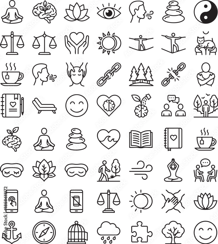 Fototapeta premium Mental Health Icons