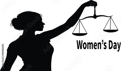 Empowered woman holding scales on women's day