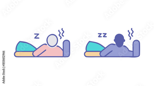 Minimal flat vector icon set symbolizing deep and restorative rest