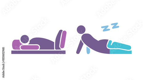 Minimal flat vector icon set symbolizing deep and restorative rest
