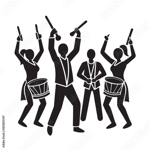 Festival Celebration With Traditional Drums Silhouette