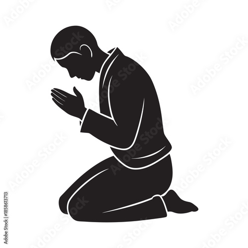 Person Kneeling With Head Bowed Silhouette