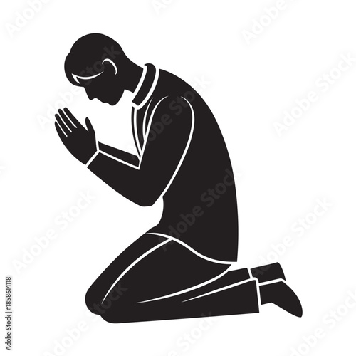 Worshiper Kneeling With Head Bowed Silhouette