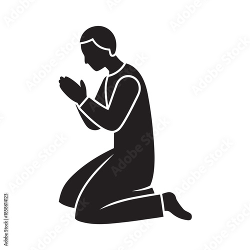 Worshiper Kneeling In Prayer Silhouette