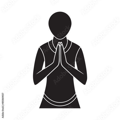 Worshiper With Hands On Heart Silhouette