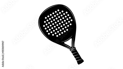 Professional Padel Racket for Active Sport Game, Modern Equipment, Isolated White Background.