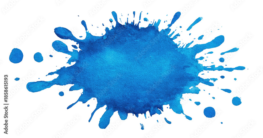 Fototapeta premium Vibrant blue ink splatter on black background