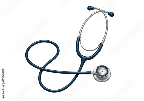 Blue stethoscope isolated on transparent background for medical and healthcare services
