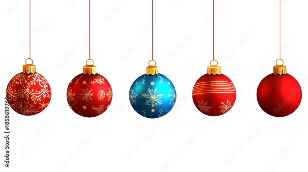 Obraz premium A row of Christmas ornaments hanging from a string