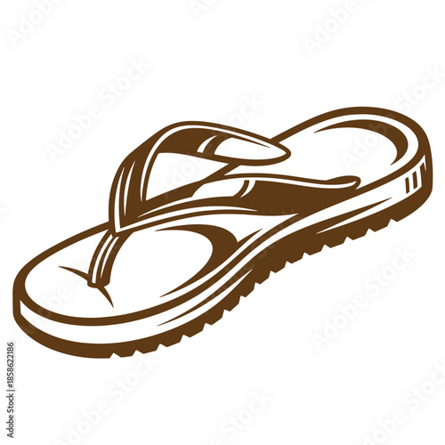 Vintage Brown flip flop sandal isolated on white background for summer vacation and beach activities
