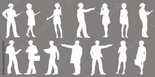 Silhouettes of diverse people in various poses and business attire
