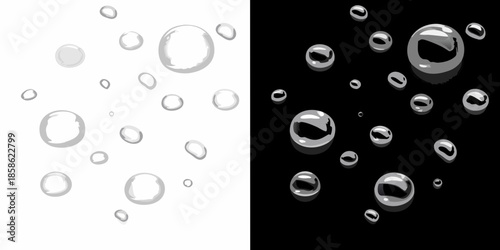 A contrasting view of floating water bubbles light and dark backgrounds