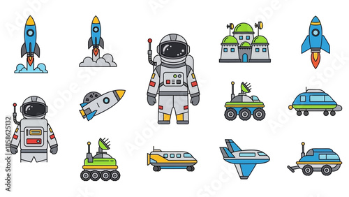 set of space rocket