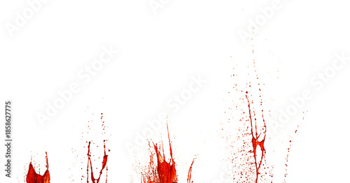 Photos Photograph of collection capturing a dramatic blood splashes on a clean white background