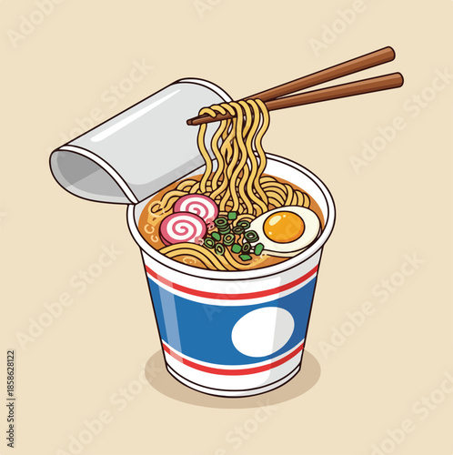 instant cup noodles vector illustration