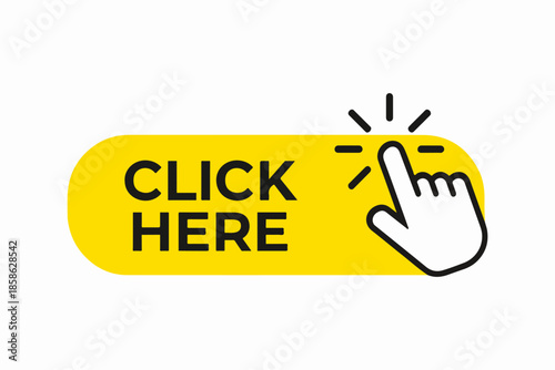 Click Here Banner – Web Button with Hand Pointer Action, UI Concept