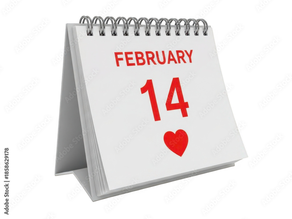 Obraz premium February 14th calendar display isolated on transparent background