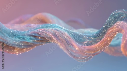 Mesmerizing Abstract Data Wave Flow Visual Experience of Flowing Strands of Light and Color Evoking Tranquility, Wonder, Movement, and Energy