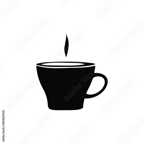 Coffee cup silhouette icon vector flat design.